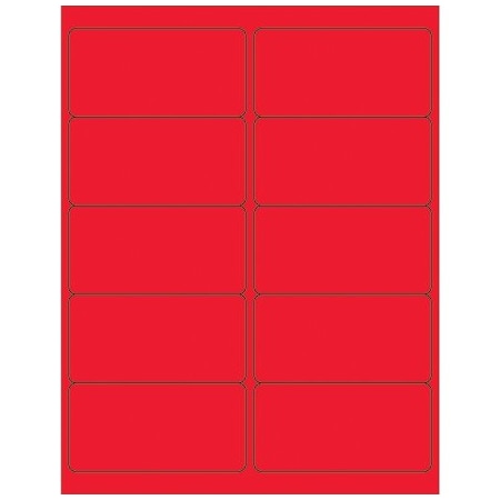 Bsc Preferred 4 x 2'' Fluorescent Red Rectangle Laser Labels, 1000PK BUY00025255